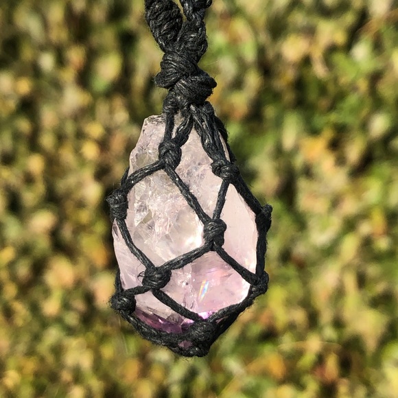 Amethyst Raw Macrame Necklace - Picture 5 of 8